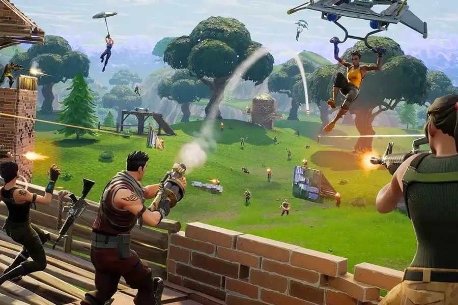 A Screenshot from Fortnite showing one exciting battle.
