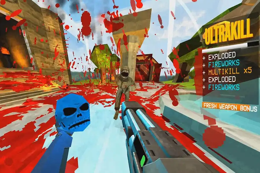 a screenshot of a fast-paced and gory video game called Ultrakill.