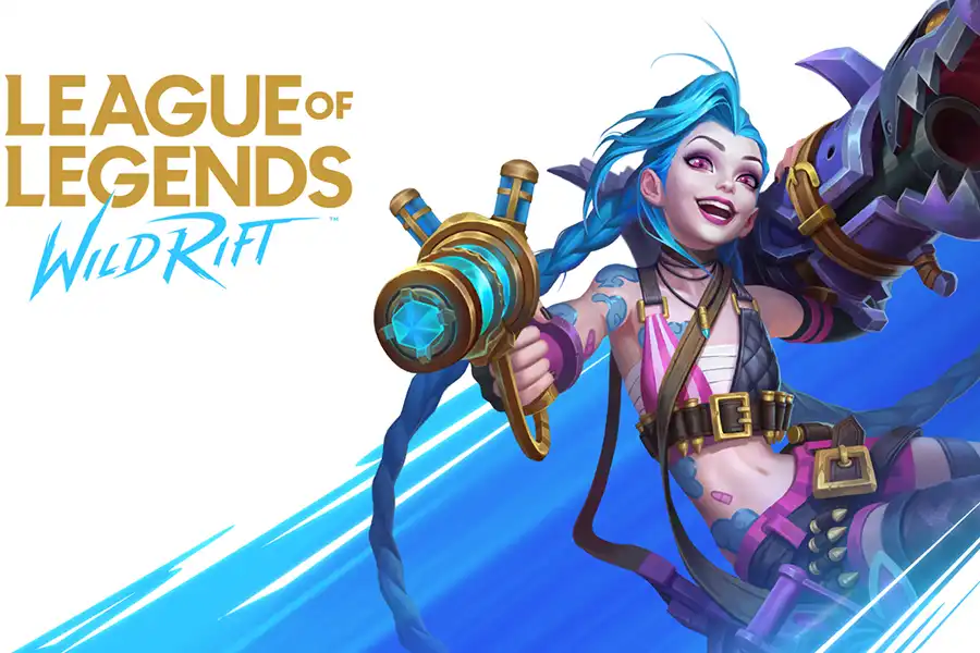 Jinx in a wallpaper of League of Legends: Wild Rift.