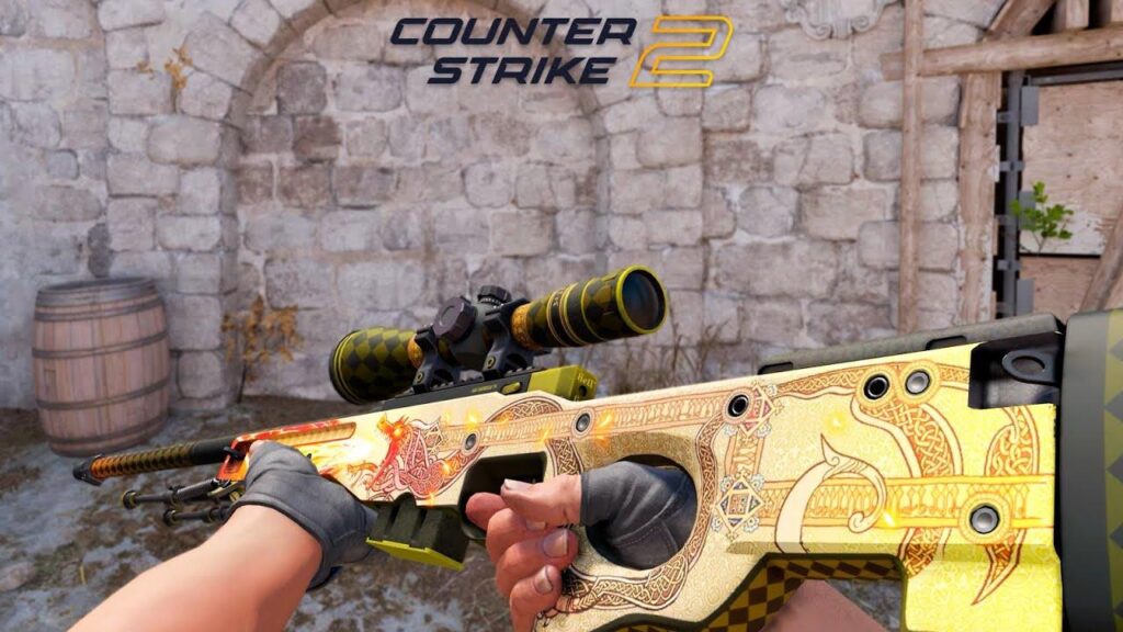 a beautiful yellow skin for a gun in Counter-Strike 2