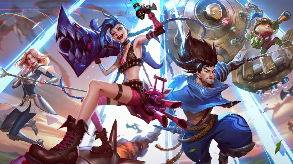 an image of League of Legends showing characters like Jinx.