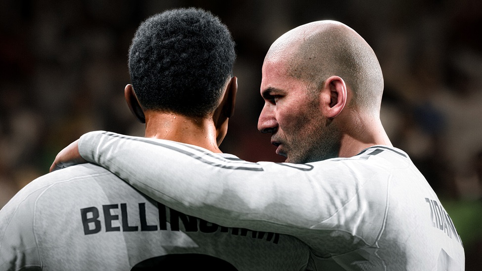 a screenshot of FC 5 featuring Zidane and Bellingham