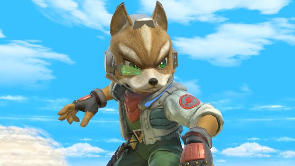 a screenshot of Fox from the Star Fox game series in Super Smash Bros