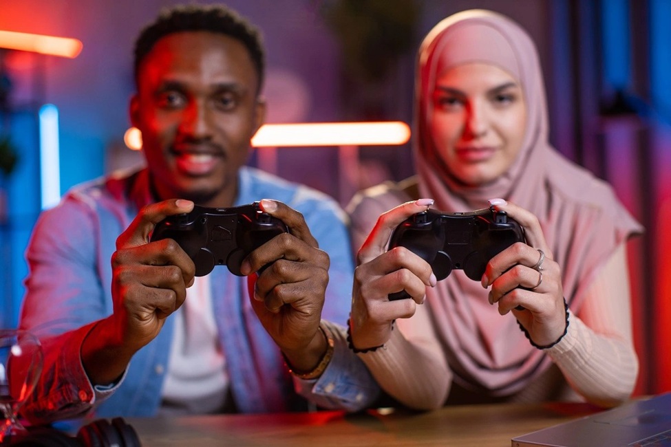 an image of two people playing games