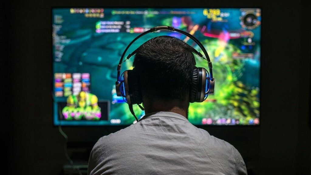 A picture of a gamer.