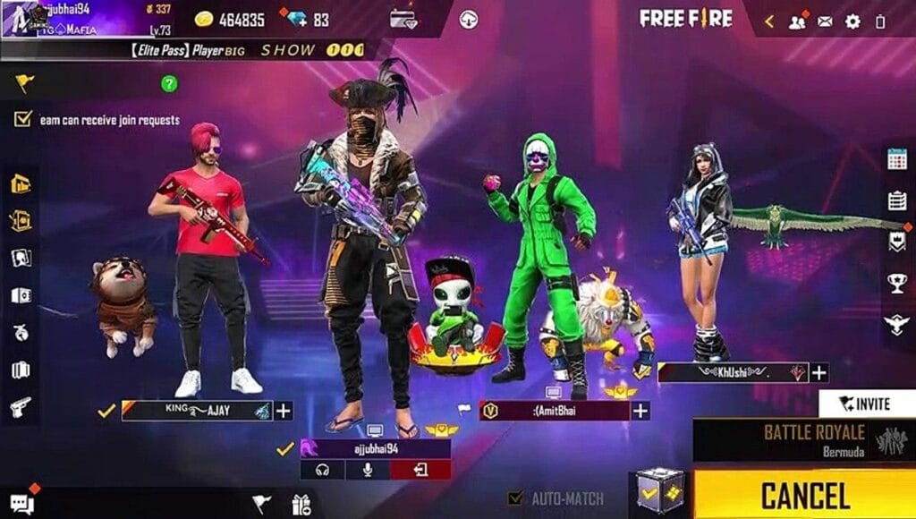 a screenshot of Free Fire India. 