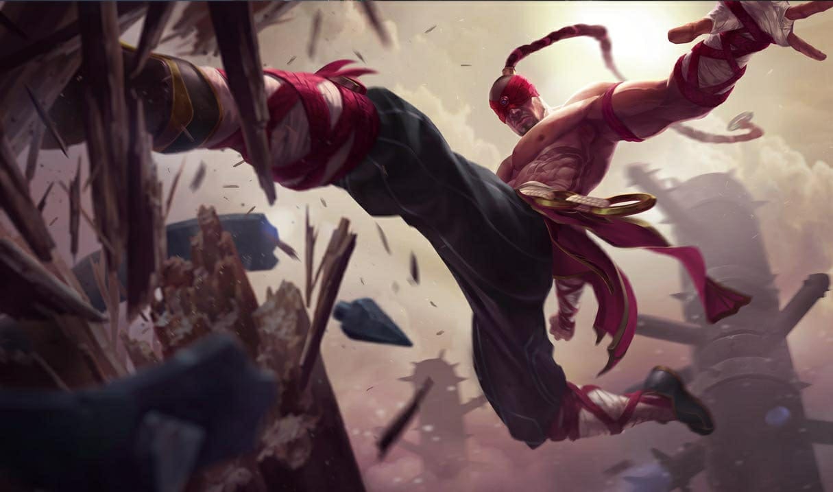 A wallpaper of Lee Sin from League of Legends.