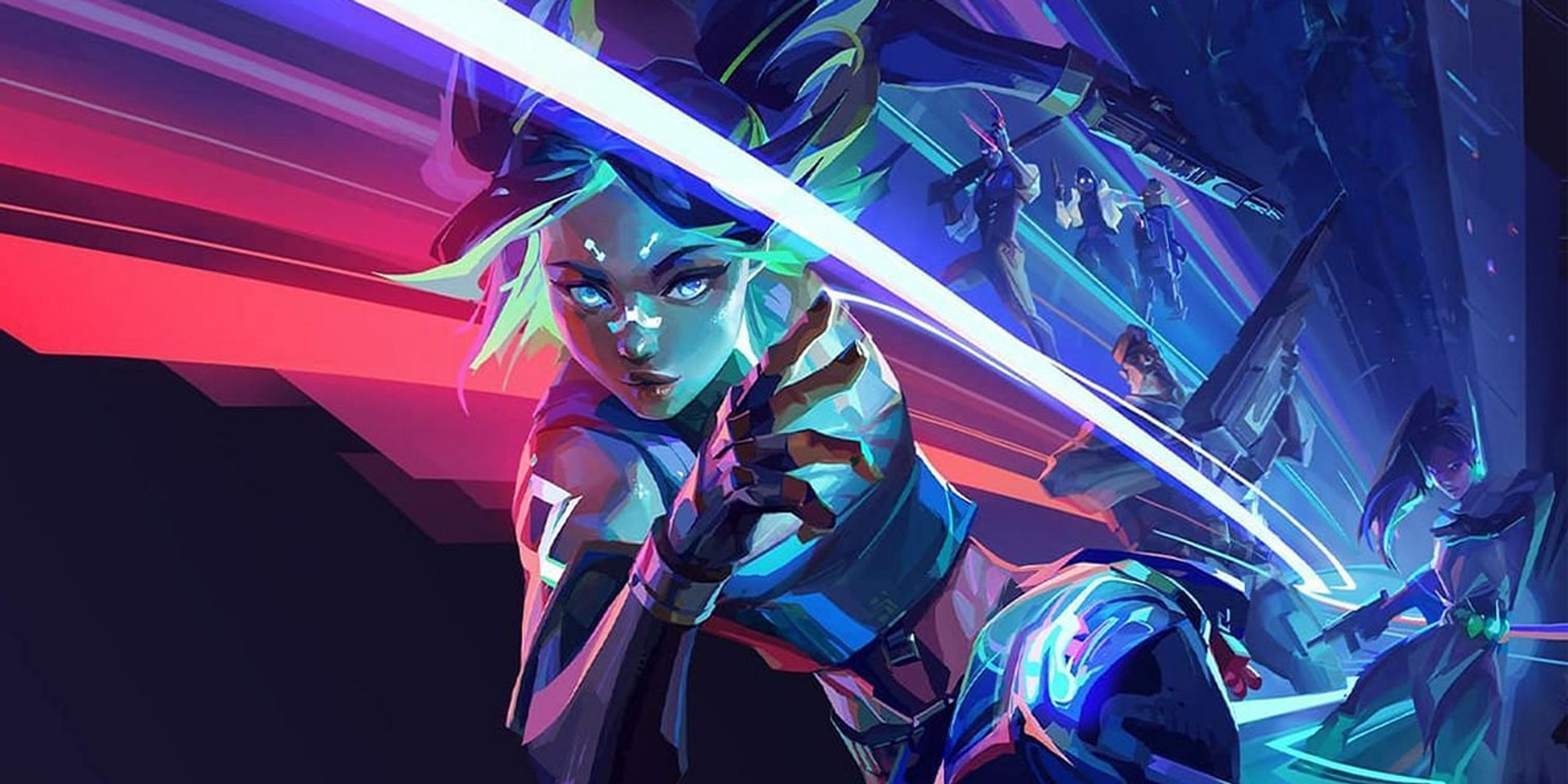 a wallpaper of Neon from Valorant.