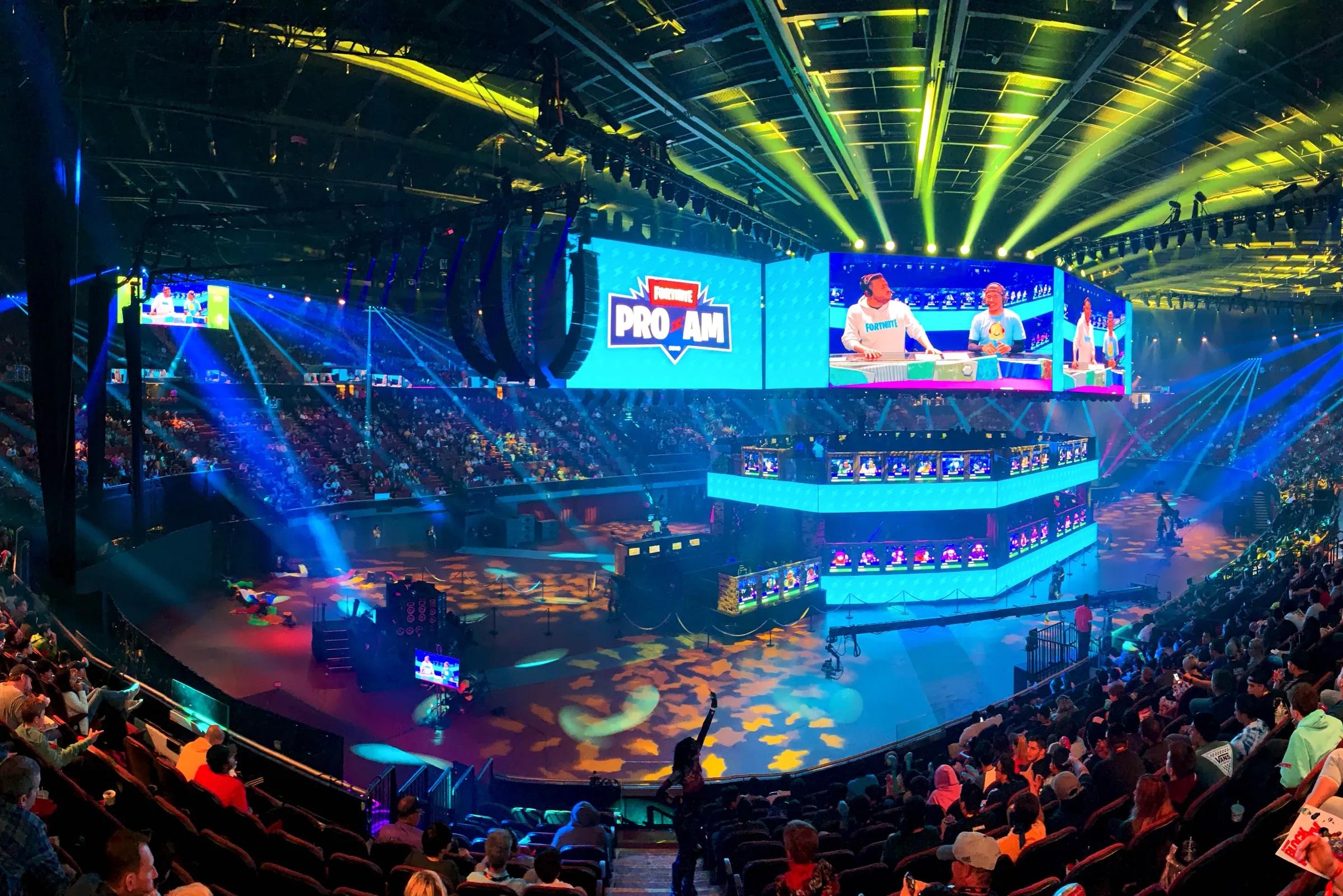 A wallpaper of a gaming tournament.