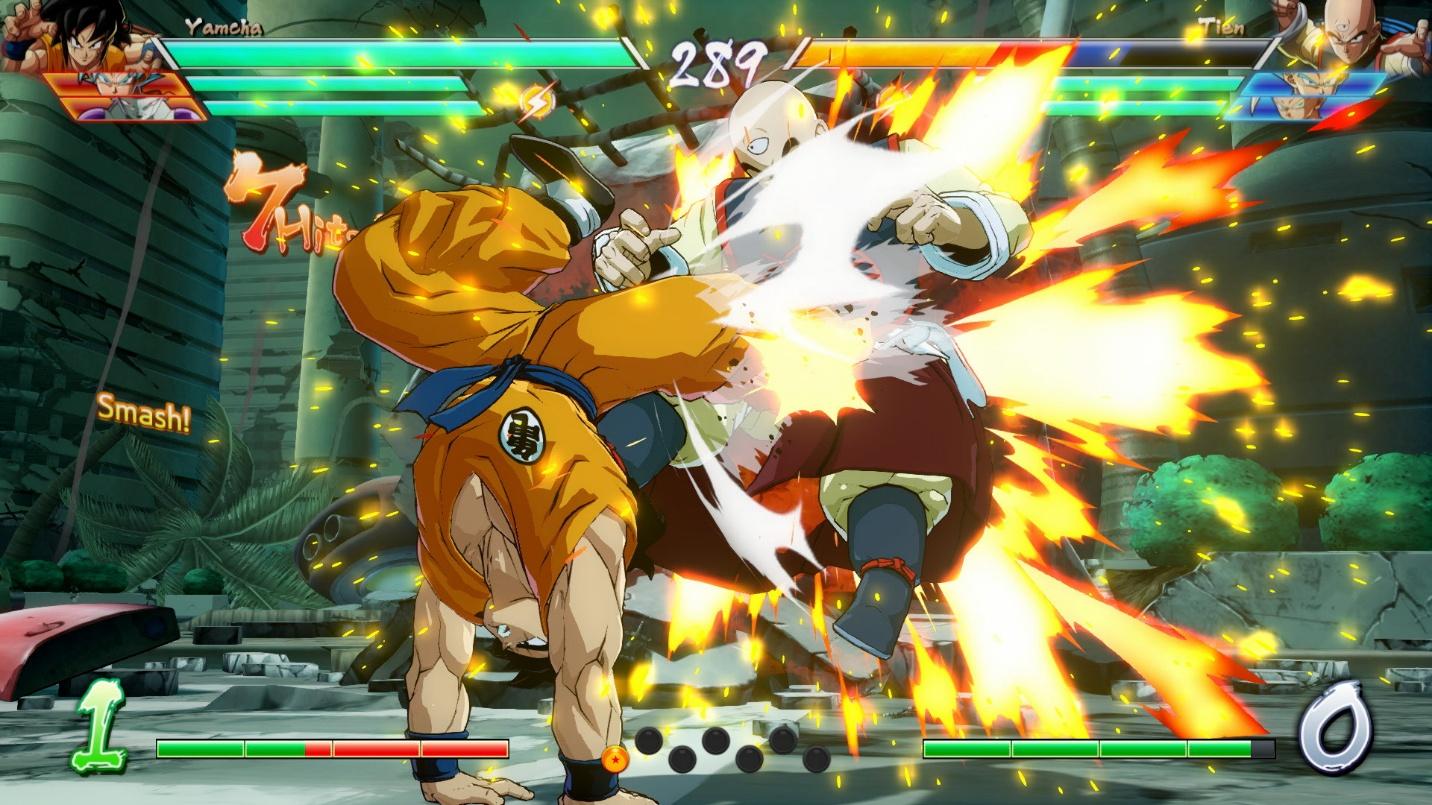 an image of Yamcha in a fight with Tien in Dragon Ball FighterZ.