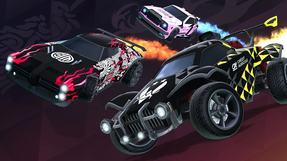 a picture of different cars from Rocket League.