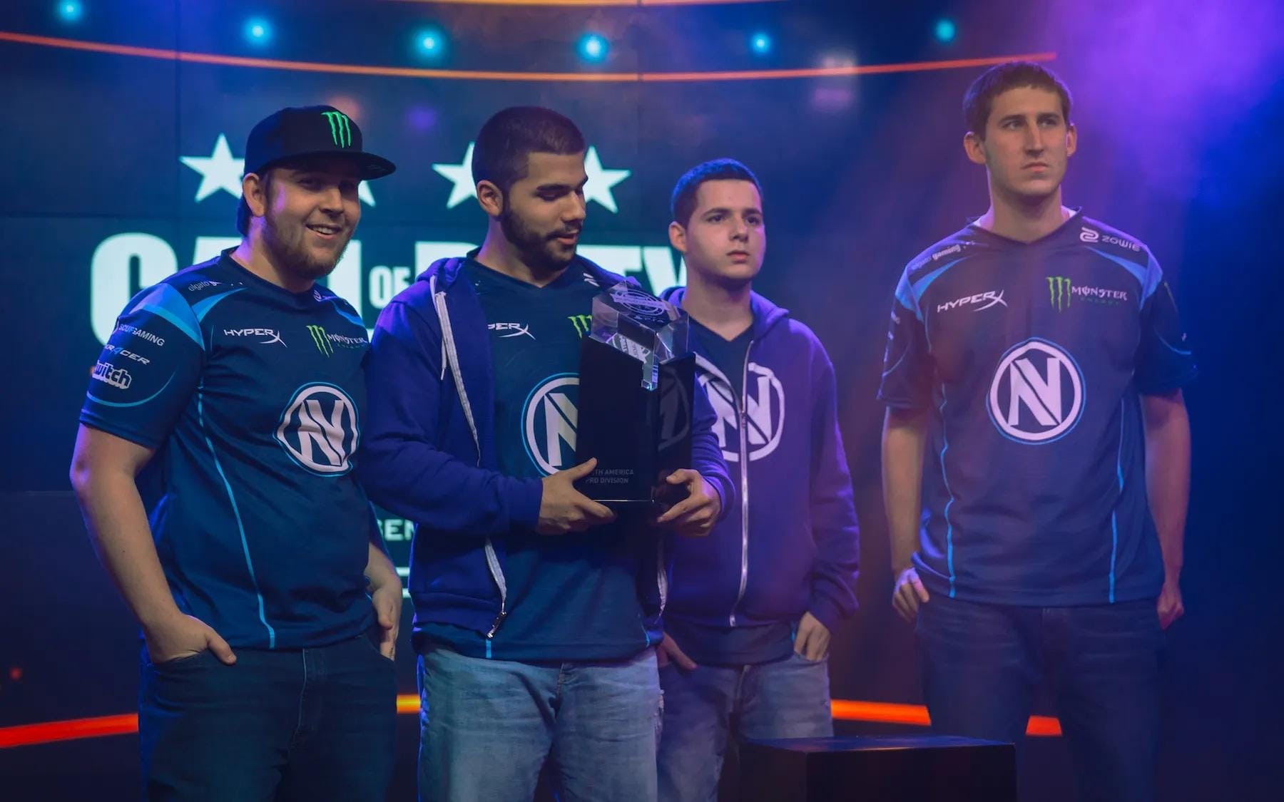 A picture of professional gamers.