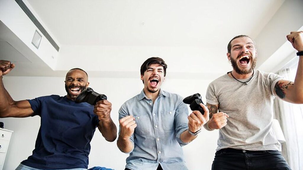 A picture of three players