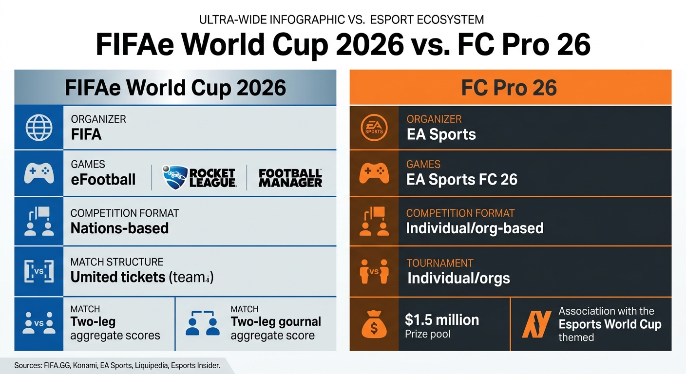 FIFAe World Cup 2026 vs. FC Pro 26: Two Football Esports Tournaments, Two Games, One Summer Explained