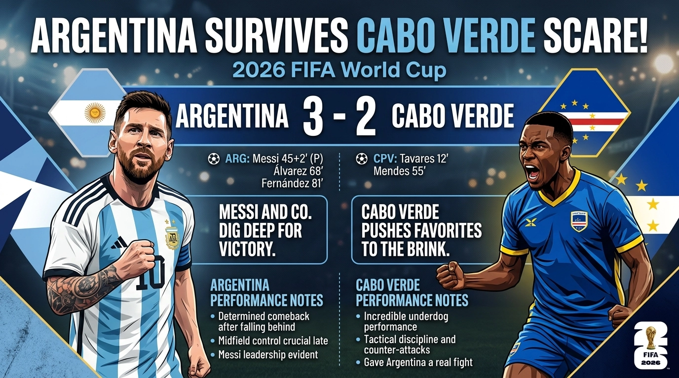 Argentina 3-2 Cabo Verde | Messi & Co. Survive World Cup Scare | 2026 FIFA World Cup